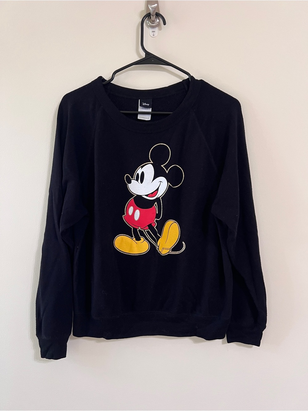 Disney Black Crewneck Sweatshirt with Classic Mickey Graphic